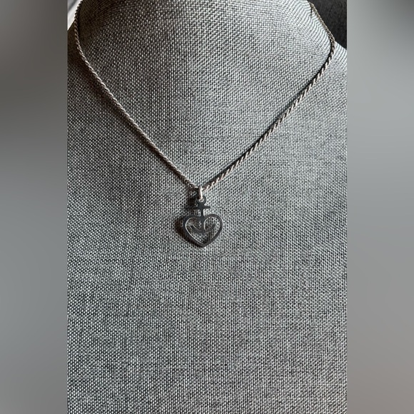 Artisan Anchor Heart Pendant Necklace Cable 925 Chain Nautical 16” - Picture 6 of 6